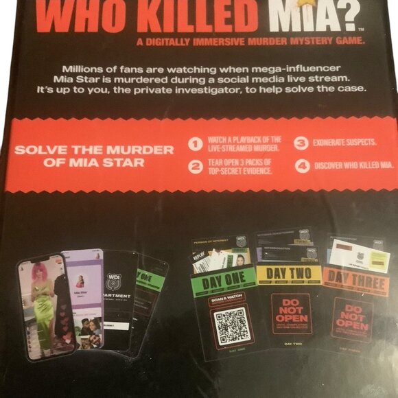 "Who Killed Mia?" Murder Mystery Game Digitally Immersive Adult Crime 17+ NEW - Picture 7 of 8